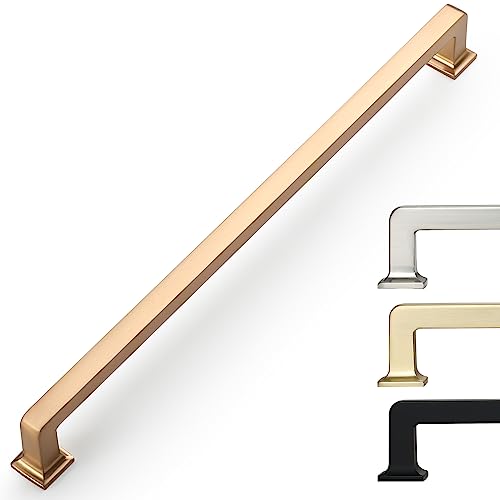 9BUILD 6 Pack 12.6 Inch Cabinet Handles Champagne Bronze Cabinet Pulls Long Kitchen Cabinet Handles Champagne Cabinet Hardware Wardrobe Pulls Kitchen Handles for Cabinets - Image 1