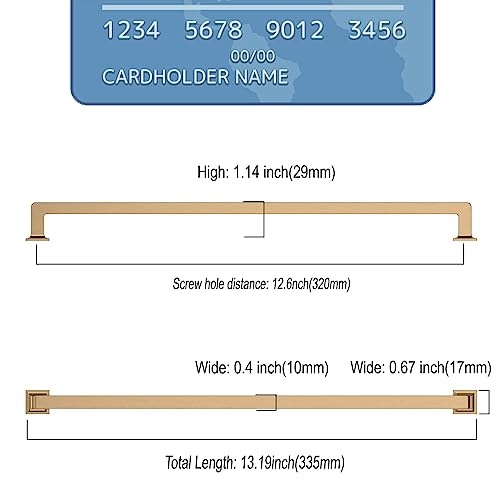 9BUILD 6 Pack 12.6 Inch Cabinet Handles Champagne Bronze Cabinet Pulls Long Kitchen Cabinet Handles Champagne Cabinet Hardware Wardrobe Pulls Kitchen Handles for Cabinets - Image 3
