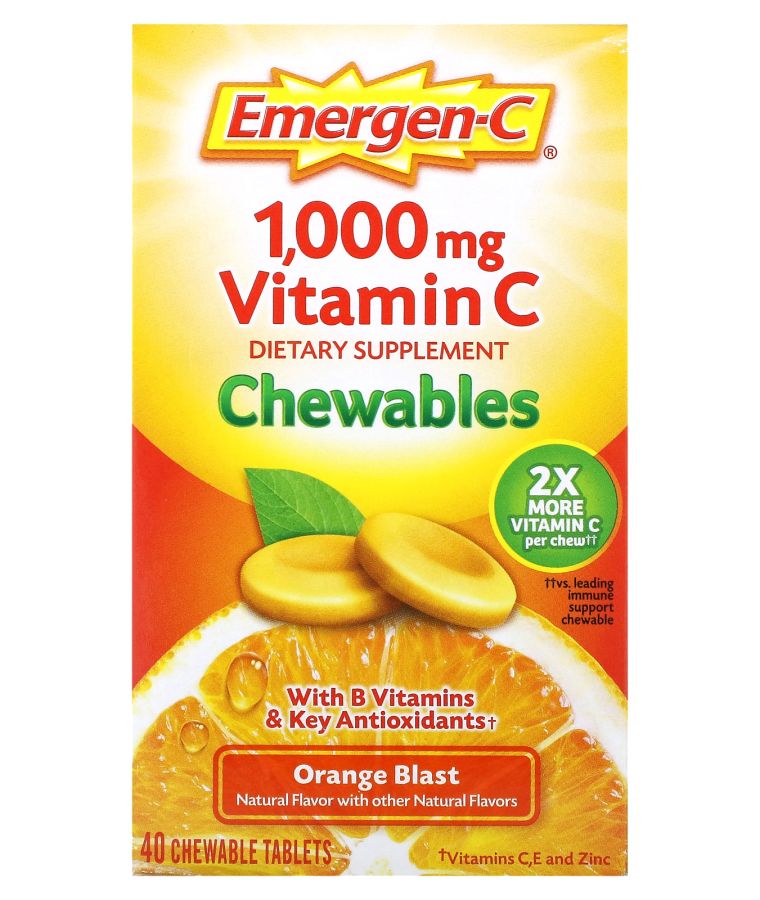 Emergen-C Vitamin C Chewables Orange Blast 40 Chewable Tablets