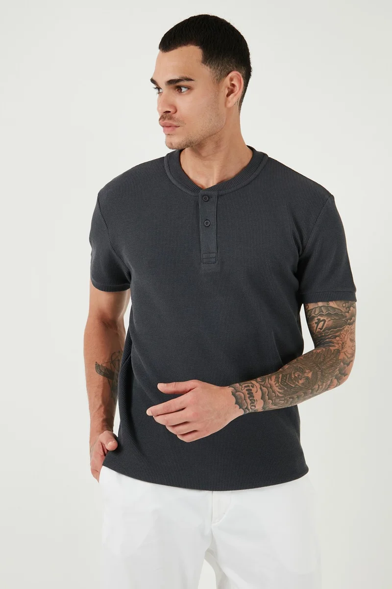 بوراتي Cotton Relaxed Fit Buttoned Crew Neck T Shirt Men's T Shirt 5902737