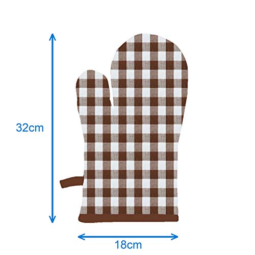 Airwill 100% Heat Resistance, Checkered Designed Kitchen Oven Mitts (Gloves) (Brown, Pack of 2) - Image 2