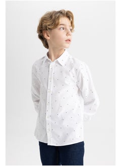 Boy Regular Fit Polo Neck Woven Long Sleeve Shirt