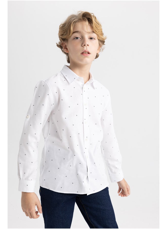 DeFacto - Boy Regular Fit Polo Neck Woven Long Sleeve Shirt - Image 1