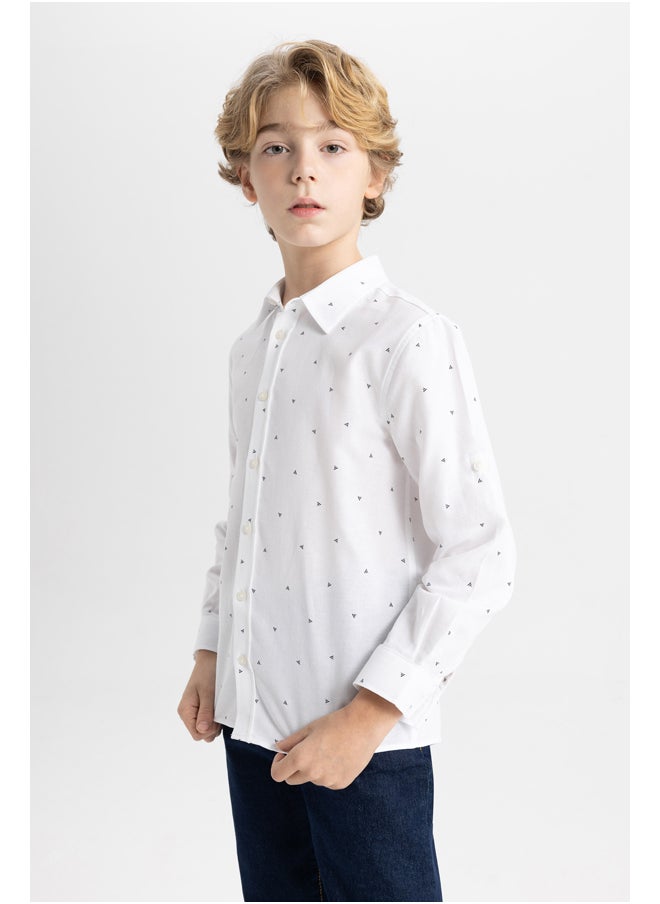 DeFacto - Boy Regular Fit Polo Neck Woven Long Sleeve Shirt - Image 1