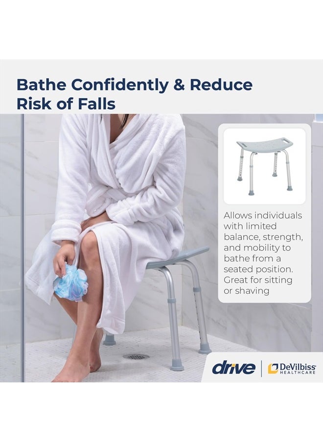 Drive Medical - RTL12203KDR Shower Chair, Adjustable Shower Stool with Suction Feet, Shower Seat for Inside Shower or Tub, Bathroom Bench Bath Chair for Elderly and Disabled, 300 LB Weight Cap - Image 1