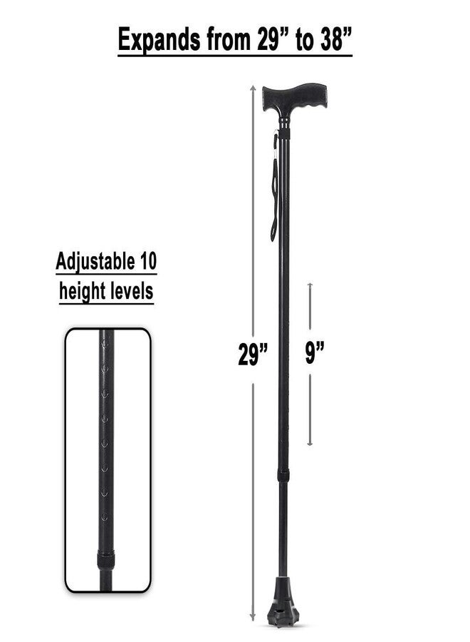 MCP Jindal Premium Height Adjustable Walking Stick Aluminium Cane Trekking Support Stick for Men, Women & Old People (Black) - Image 3
