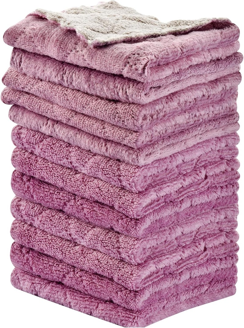 OstWony 12PCS Kitchen Towels Dish Towels, Multipurpose Reusable Dish Cloths, Double-Sided Microfiber Cleaning Rags for Furniture, Tea, Bowl, 10x 6 inch - Image 1