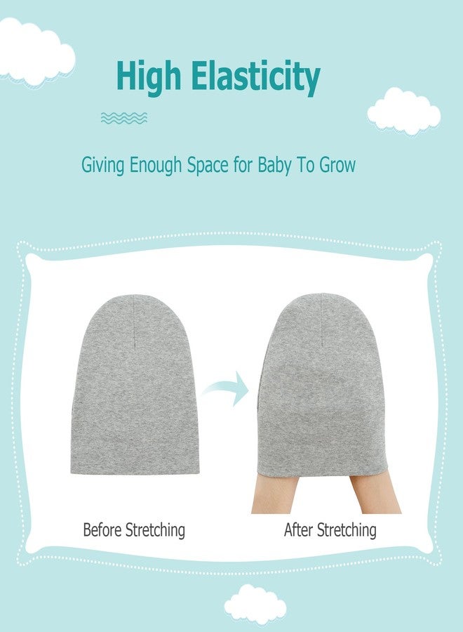 Zando Baby Hats and Mittens Newborn Hospital Hat for Boys Infant Cotton Beanie with Gloves Baby Boy Cap and Mitten Set Baby Hats 0-3 Months F Black & White & Gray & Black-Gray One Size - Image 4