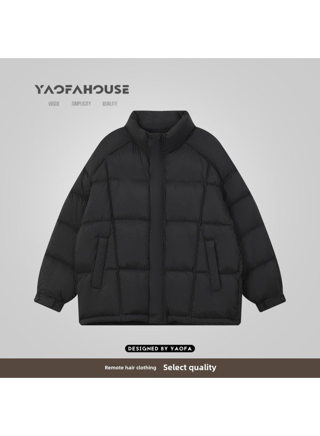["zero Pressure" Stand Collar Couple Bread Down Jacket] Remote Hair Clothing Winter New Casual Warm Coat 88-Specifications:3xl (recommended Weight 90-105kg )-Color:Light Khaki - Image 5