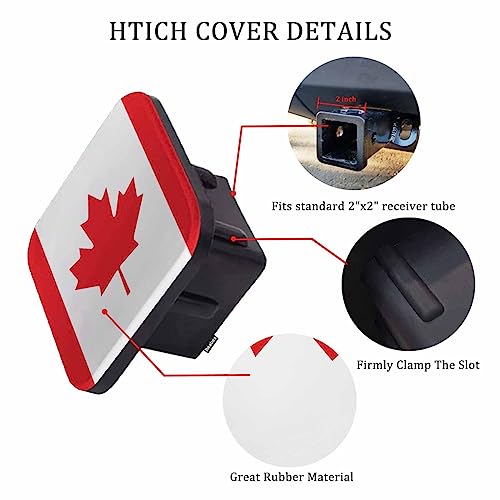 Beabes غطاء وصلة السحب للسيارات مع علم كندا، غطاء أنبوب السحب المطاطي المتين بعلم كندا 2" لسيارات البيك أب - Image 3