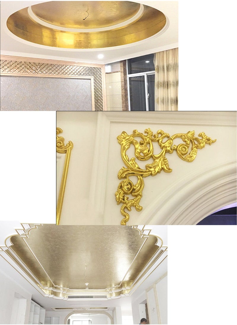 OMEVE 100 Pieces Imitation Golden Leaf Foil Leaf Sheets for Handicrafts, DIY Nails, Gilding Crafting, Decoration, Frames, Furniture  - Image 4