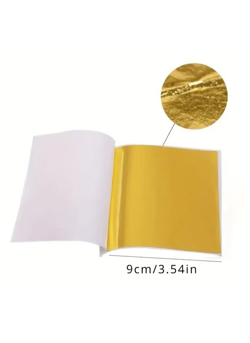 OMEVE 100 Pieces Imitation Golden Leaf Foil Leaf Sheets for Handicrafts, DIY Nails, Gilding Crafting, Decoration, Frames, Furniture  - Image 3