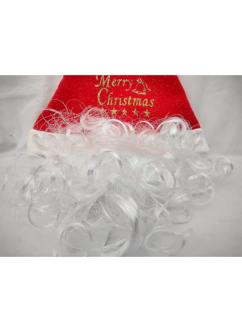 DEV POOJA STORE DEV POOJA STORE Cambo Pack of Santa Hat with Beard for Christmas Celebration 12 X 2 Inch  - Image 1