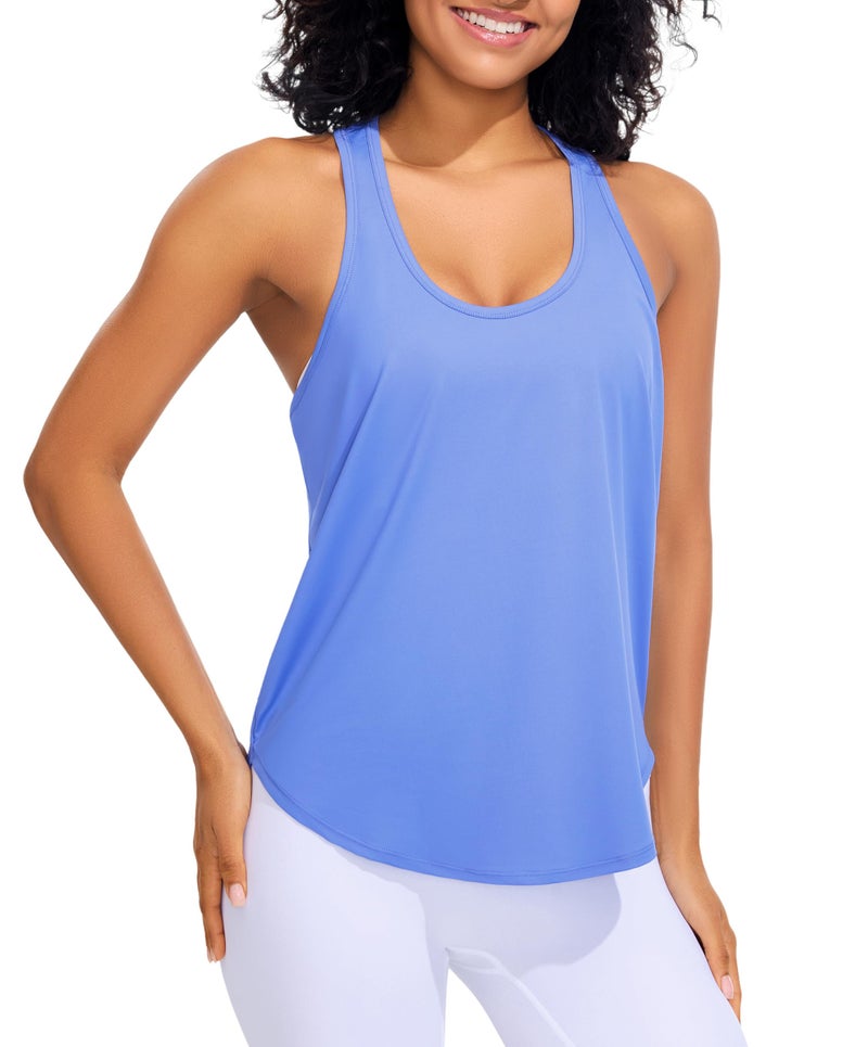 JOYSPELS Workout Tank Tops for Women, Ice Silk Quick Dry Athletic Running Shirts, Loose Fit Racerback Gym Tops - Image 2