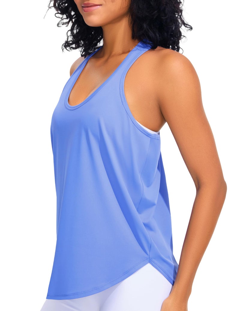 JOYSPELS Workout Tank Tops for Women, Ice Silk Quick Dry Athletic Running Shirts, Loose Fit Racerback Gym Tops - Image 3