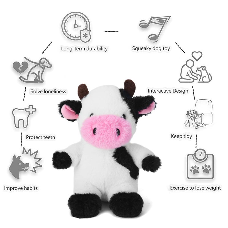 Blnboimrun Dog Toys Puppy Toys Interactive Dog Toys for Small Medium Large Dogs, Squeaky Dog Chew Toys to Keep Them Busy, Plush Dog Toy with Crinkle Paper Stuffed (Cow) - Image 3