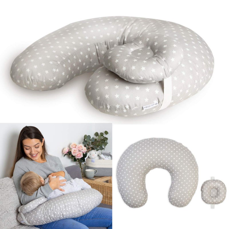 Milky Tee® Nursing Pillow with Baby Cushion - Plump Breastfeeding Pillow and Baby Support Cushion - Multifunctional Maternity Pillow, 100% Cotton Removable & Washable Cover - Image 1