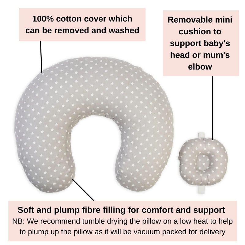 Milky Tee® Nursing Pillow with Baby Cushion - Plump Breastfeeding Pillow and Baby Support Cushion - Multifunctional Maternity Pillow, 100% Cotton Removable & Washable Cover - Image 3