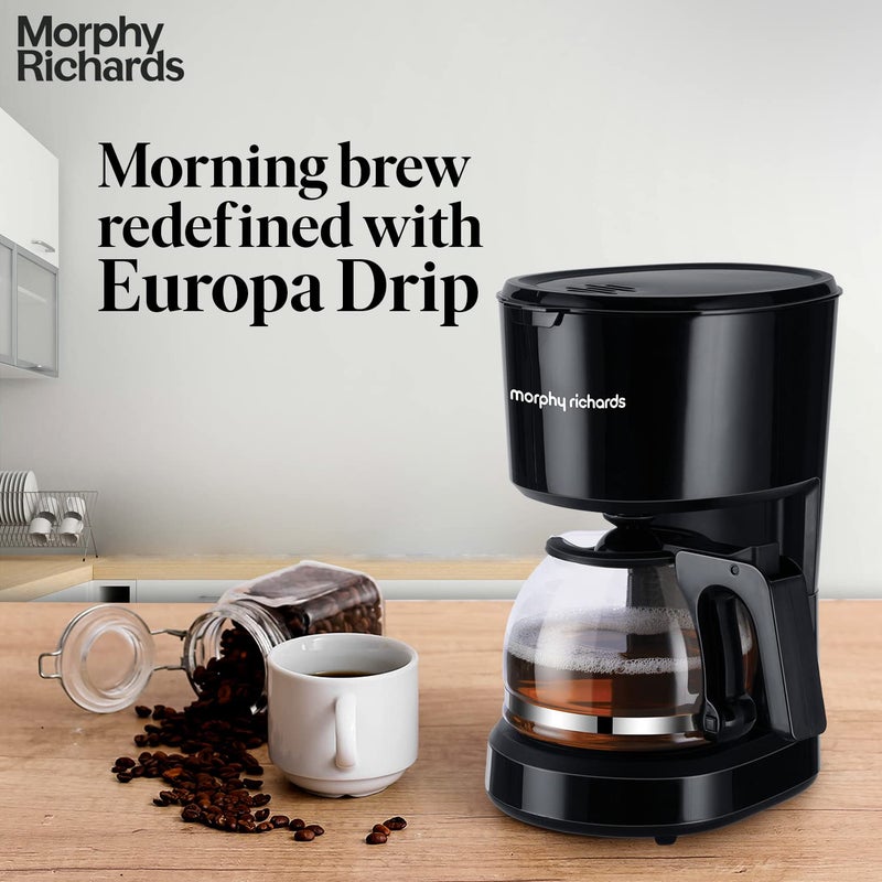 Morphy Richards Europa Drip Espresso Coffee Machine For Home600W Drip Coffee Maker6Cups CapacityAntiDrip FunctionDry Heat ProtectionWarming Plate2Yr Warranty By BrandBlack - Image 2
