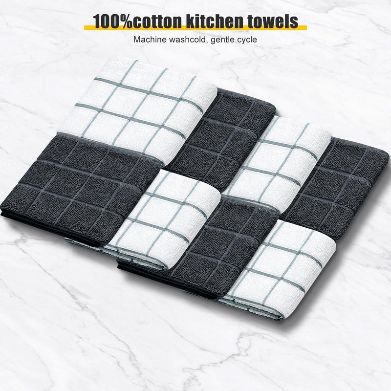 BSKSSK Oven Mitts Kitchen Towels Dishcloths with Pot Holders Sets 12PCS,Dish Towels Sets,Oven Gloves Pot Pads Heat Resistant 500 Degrees with Non-Slip Silicone Surface for Cooking Baking Grilling-Deep Green - Image 3