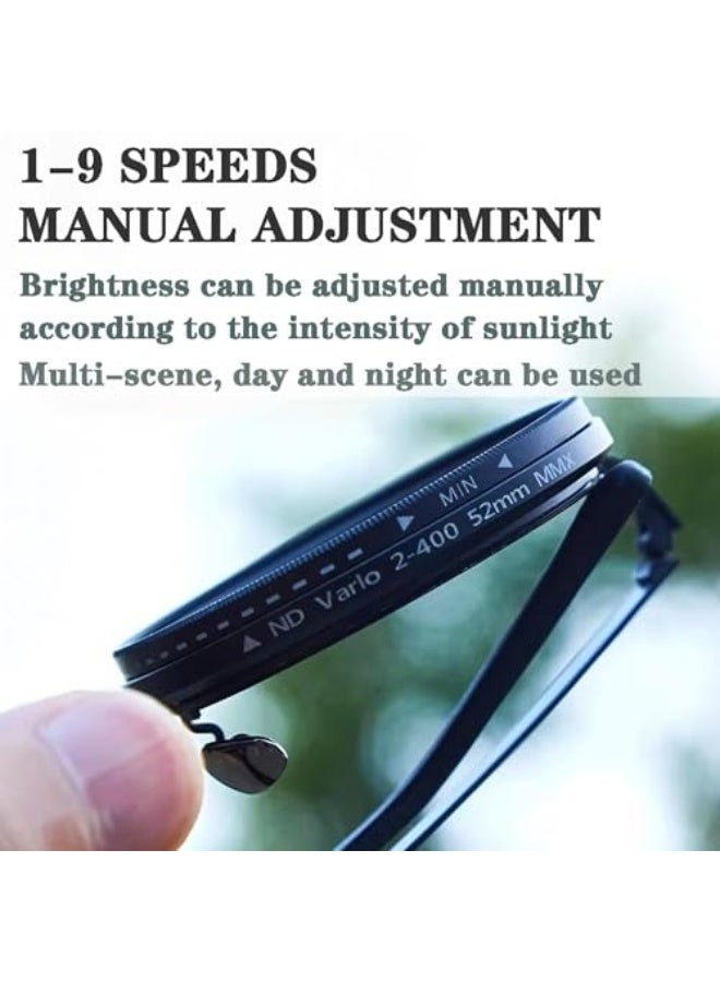 Round Polarized Sunglasses-Adjustable Tint Sunglasses for Men,Polarized Round Lenses, ND9 Stepless Lens with 1-9 Gear Transition, UV400 Protection, Ideal for Beach, Fishing, Outdoor - Image 2