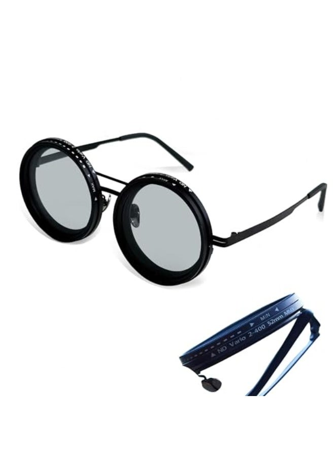 Round Polarized Sunglasses-Adjustable Tint Sunglasses for Men,Polarized Round Lenses, ND9 Stepless Lens with 1-9 Gear Transition, UV400 Protection, Ideal for Beach, Fishing, Outdoor - Image 1