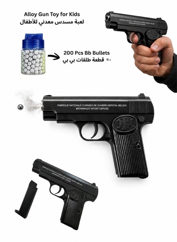Alloy Hitman BB Gun Toy for Kids with 200 BB Pellets – Metal Finish Pocket Size Toy Pistol - Image 2