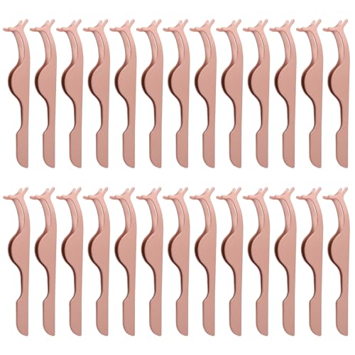 FEITA 26 Pieces False Eyelashes Applicator Tool FEITA Professional Falses Eyelash Extension Stainless Steel Clip Remover Tweezers for Lashes Application and Removal Supplies Rose Gold - Image 2