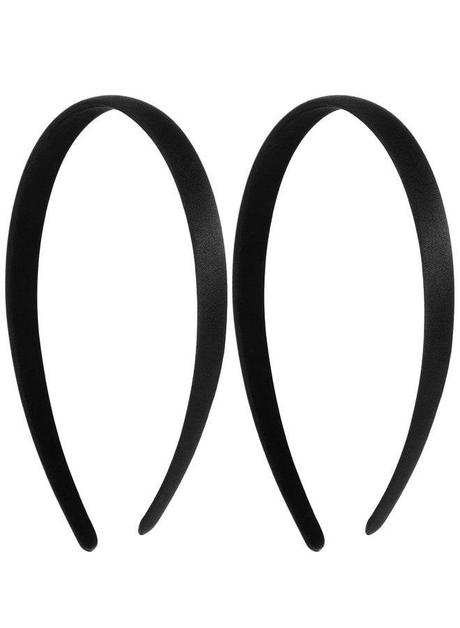 WY LIGHTING LEVEL 2Pcs Headbands for Women Girls Satin Black Headband Women Plain Wide Hair Band Hoops Fashion Elastic Solid Hairband Accessories for Mothers Sisters Cosplay Holiday Halloween DIY Costumes Crafts Gifts - Image 1