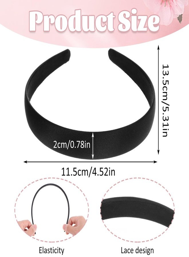 WY LIGHTING LEVEL 2Pcs Headbands for Women Girls Satin Black Headband Women Plain Wide Hair Band Hoops Fashion Elastic Solid Hairband Accessories for Mothers Sisters Cosplay Holiday Halloween DIY Costumes Crafts Gifts - Image 2