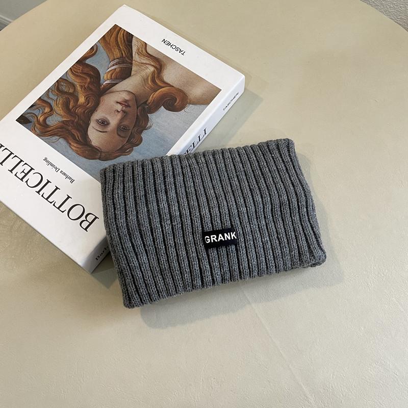 Generic Knitted Wide-brim Hair Band Womens Korean-style Casual Solid Color All-match Alphabet Patch Hair Band Net Infrared Wash-face Headband 4# wide-brimmed knitted hair band (gray)