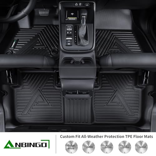 ANBINGO® Floor Mats for Mazda CX-90 & CX90 PHEV (Plug in Hybrid) 7 & 8 Passenger / 2024 2025 2026 / 2nd Row Bench Seat/Waterproof Non-Slip All Weather TPE Car Mats, 3 Rows, Black - Image 2