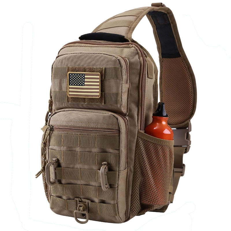 EASY BW Tactical Shoulder Sling Bag Small Chest Pack 13L Backpack for Men Outdoor Sports Coyote - Image 2