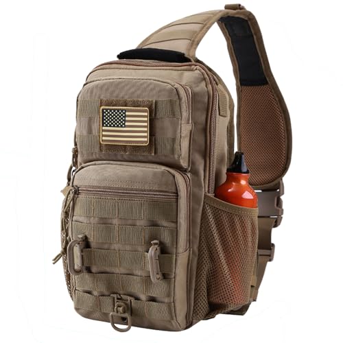 EASY BW Tactical Shoulder Sling Bag Small Chest Pack 13L Backpack for Men Outdoor Sports Coyote - Image 1