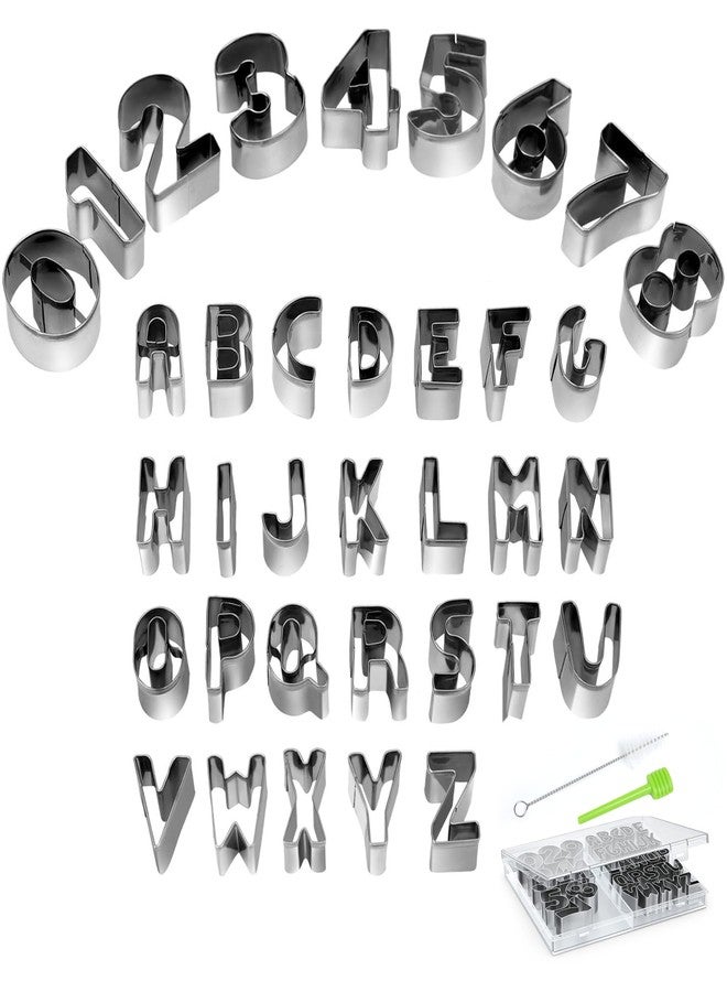HUAFA Alphabet & Number Cookie Cutters Sets of 35 Pieces Mold Tools for Fondant Biscuit, Cake, Fruit, Vegetables, or Dough Stainless Steel - Image 1
