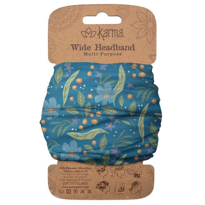 Karma Penelope Headband for Women Wide Fabric Headband and Stretchy Hair Scarf Blue and Green