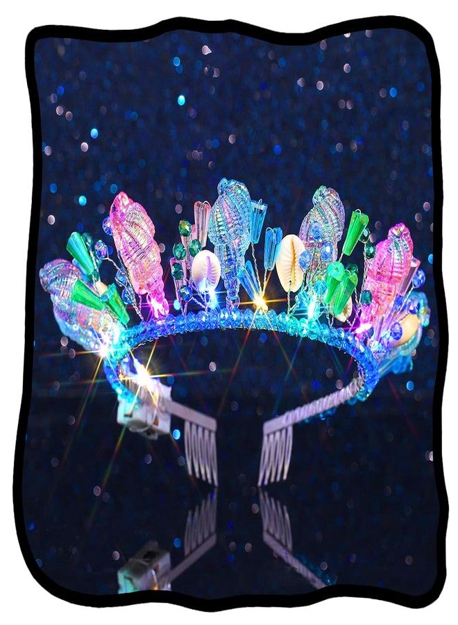 ووي طوق رأس مضيء على شكل صدفة محارة، إكسسوارات شعر مستوحاة من زي حورية البحر للنساء - Image 1