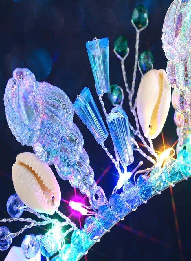 ووي طوق رأس مضيء على شكل صدفة محارة، إكسسوارات شعر مستوحاة من زي حورية البحر للنساء - Image 4