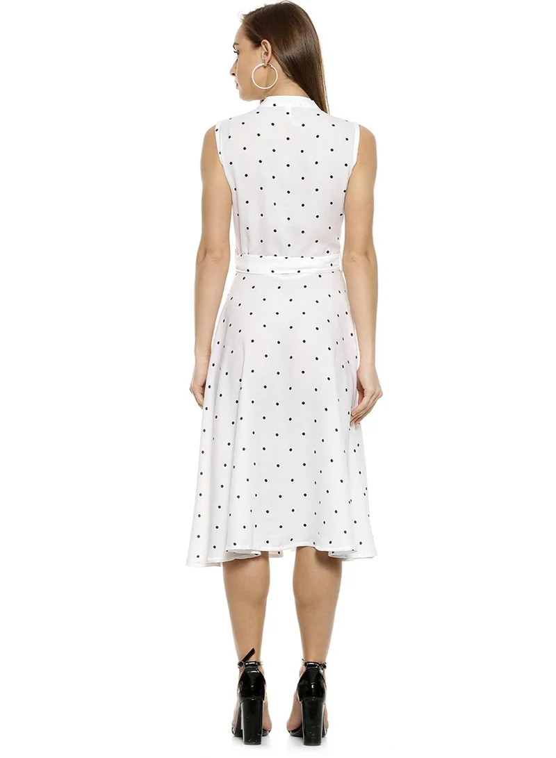 PINACOLADA  Women's Chalk White Tie-Up Polka Dot Dress for Women | Best Price UAE