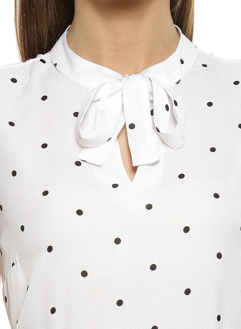 PINACOLADA  Women's Chalk White Tie-Up Polka Dot Dress for Women | Best Price UAE