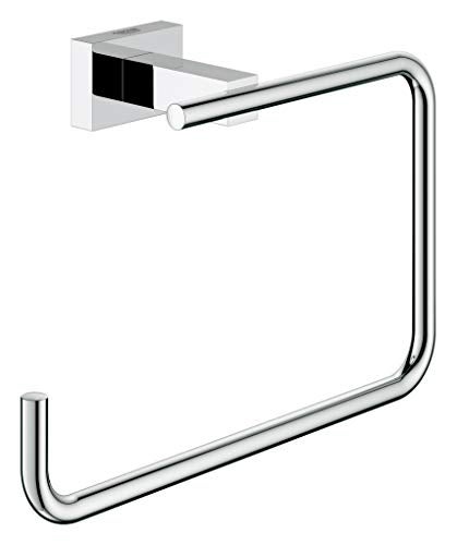 Grohe 40510001 Essentials Cube Metal 748in Towel Ring Starlight Chrome - Image 1