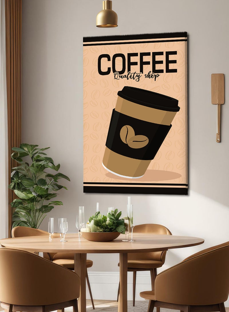 LOWHA Canvas Wall Art Stretched Over Wooden Frame with Coffee Quality Shop Painting - Image 1