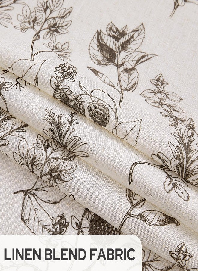 HOMEIDEAS Floral Linen Curtains, Brown Vanilla Printed Pattern Drapes, Farmhouse Vintage Light Filtering Privacy Semi Sheer Window Curtains for Living Room Bedroom, 2 Panels, 52×84 Inches - Image 5