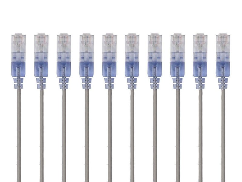 Monoprice Cat6A Ethernet Patch Cable - Snagless RJ45, 550Mhz, 10G, UTP, Pure Bare Copper Wire, 30AWG, 10-Pack, 10 Feet, Blue - SlimRun Series - Image 5