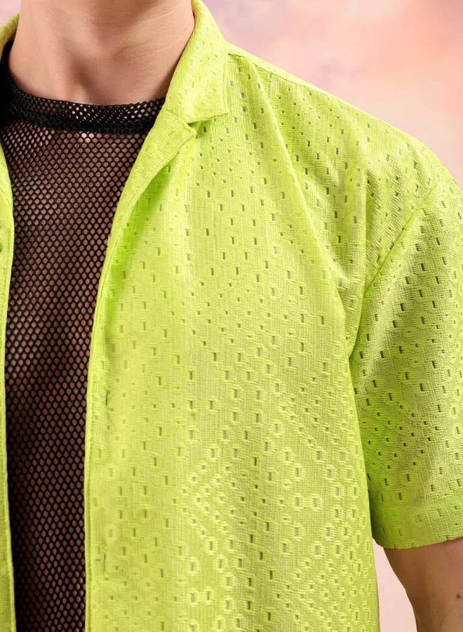 The Indian Garage Co Men Relaxed Fit Solid Half Sleeves Cuban Collar Resort Wear Shirt