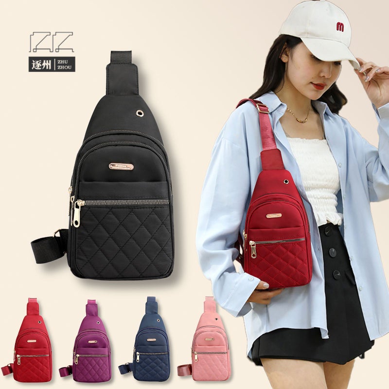 New Women'S Bag Fashionable Casual Chest Bag Multi-Layer Embroidery Thread Korean Style One-Shoulder Cross-Body Simple Chest Backpack Women'S Bag - Image 2