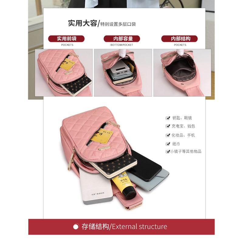 New Women'S Bag Fashionable Casual Chest Bag Multi-Layer Embroidery Thread Korean Style One-Shoulder Cross-Body Simple Chest Backpack Women'S Bag - Image 4