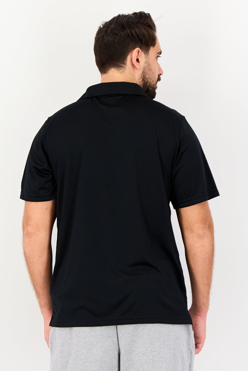 Reebok تي شيرت بولو رياضي للرجال بأكمام قصيرة، أسود - Image 2