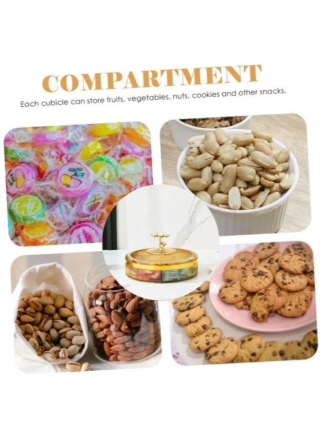 Beauenty Round Divided Serving Tray  Nuts Plate With Lid Yellow 25.5x8 cm - Image 4