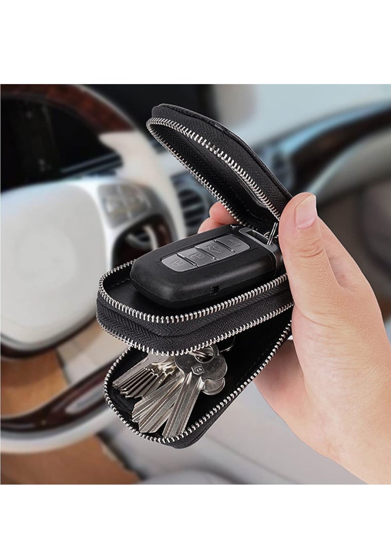 SYOSI حافظة مفتاح السيارة، مفتاح ذكي من الجلد الأصلي مع حبل وسحاب، غطاء حماية للمفتاح للرجال والنساء لحامل المفتاح عن بُعد (وردي فاتح) - Image 5